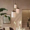 Light en Living Hanglamp 3L Ø35x32 cm DANIALO houtprint donkerbruin met touw creme