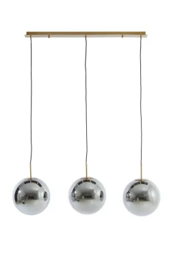 Light en Living Hanglamp 3L 120x30x30 cm MEDINA glas smoke+goud