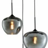 Light en Living Hanglamp 3L Ø40x160 cm MAYSON mat zwart+glas smoke