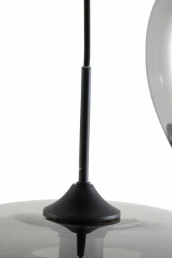 Light en Living Hanglamp 3L Ø40x160 cm MAYSON mat zwart+glas smoke
