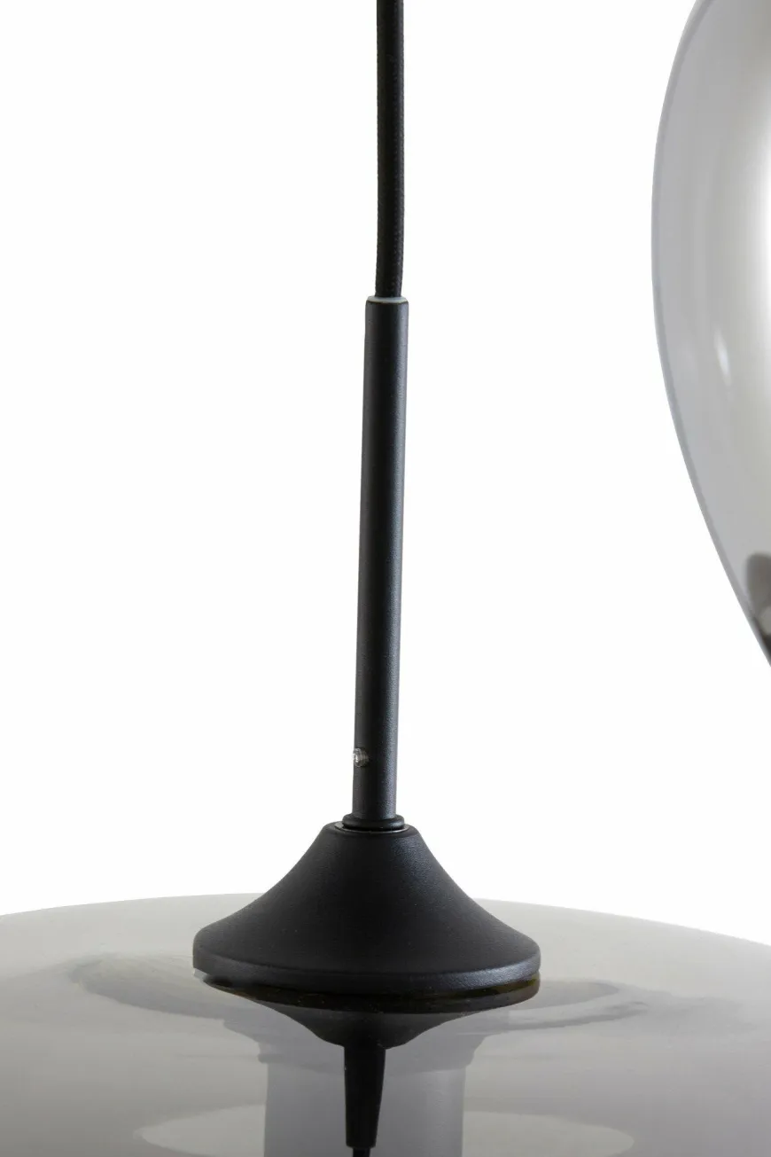Light en Living Hanglamp 3L Ø40x160 cm MAYSON mat zwart+glas smoke