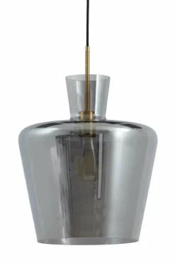 Light en Living Hanglamp Ø35x43 cm MYLES smoke glas+antiek brons