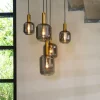 Light en Living Hanglamp 5L Ø66x80 cm LEKAR antiek brons+smoke glas