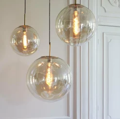 Light en Living Hanglamp Medina antiek brons + glas amber - 2 maten