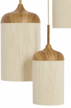 Light en Living Hanglamp 3L Ø35x32 cm DANIALO hout print naturel+touw crème