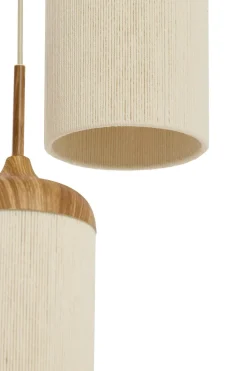 Light en Living Hanglamp 3L Ø35x32 cm DANIALO hout print naturel+touw crème