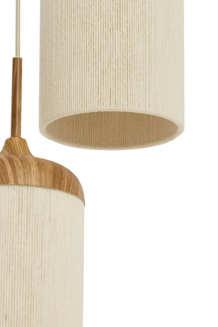 Light en Living Hanglamp 3L Ø35x32 cm DANIALO hout print naturel+touw crème