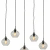 Light en Living Hanglamp 5L 104x20x120 cm RAKEL mat zwart+helder
