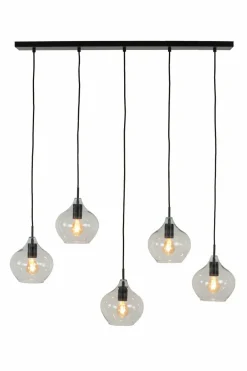 Light en Living Hanglamp 5L 104x20x120 cm RAKEL mat zwart+helder