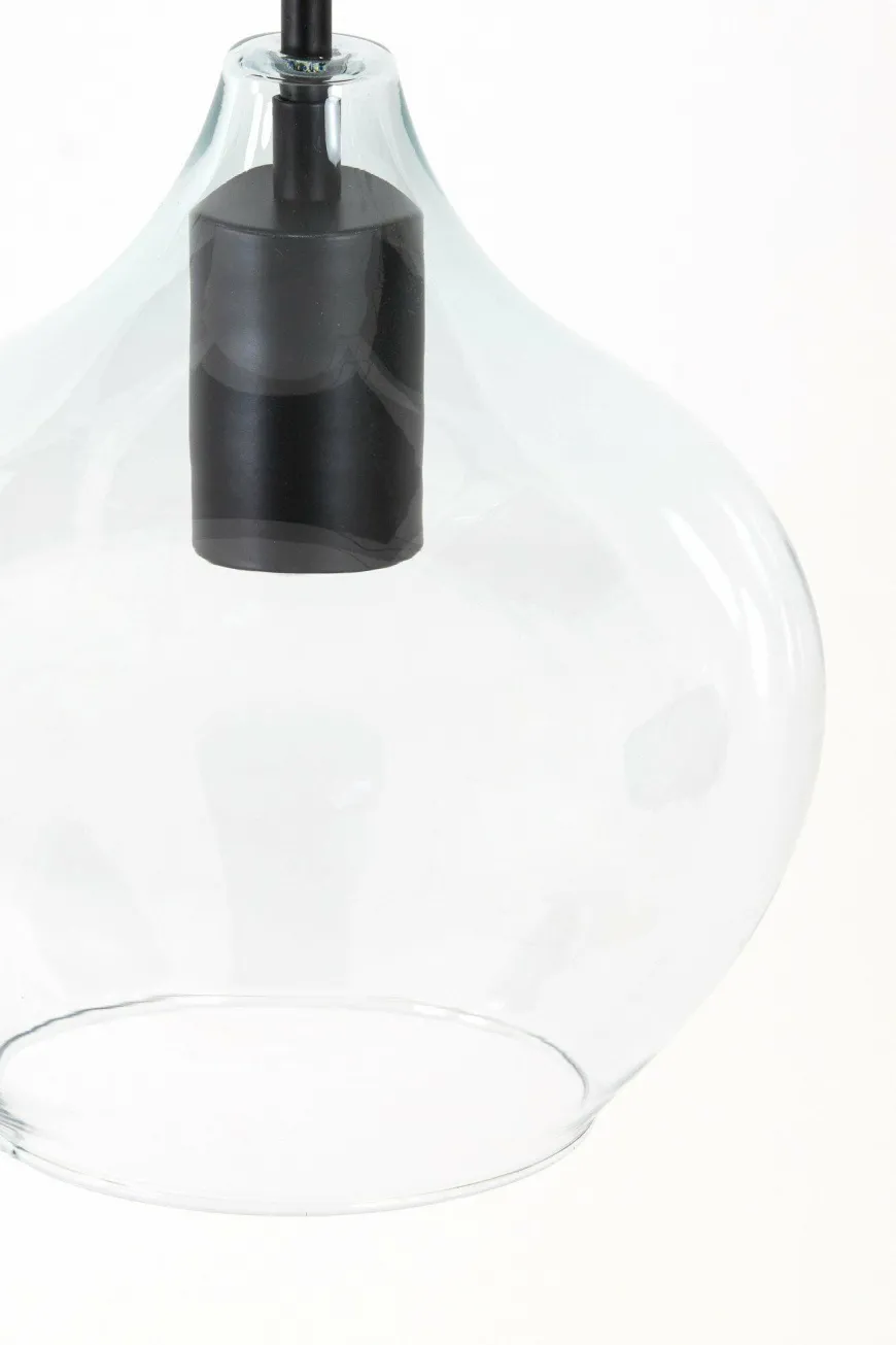 Light en Living Hanglamp 5L 104x20x120 cm RAKEL mat zwart+helder