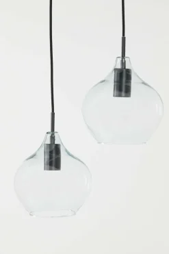 Light en Living Hanglamp 5L 104x20x120 cm RAKEL mat zwart+helder