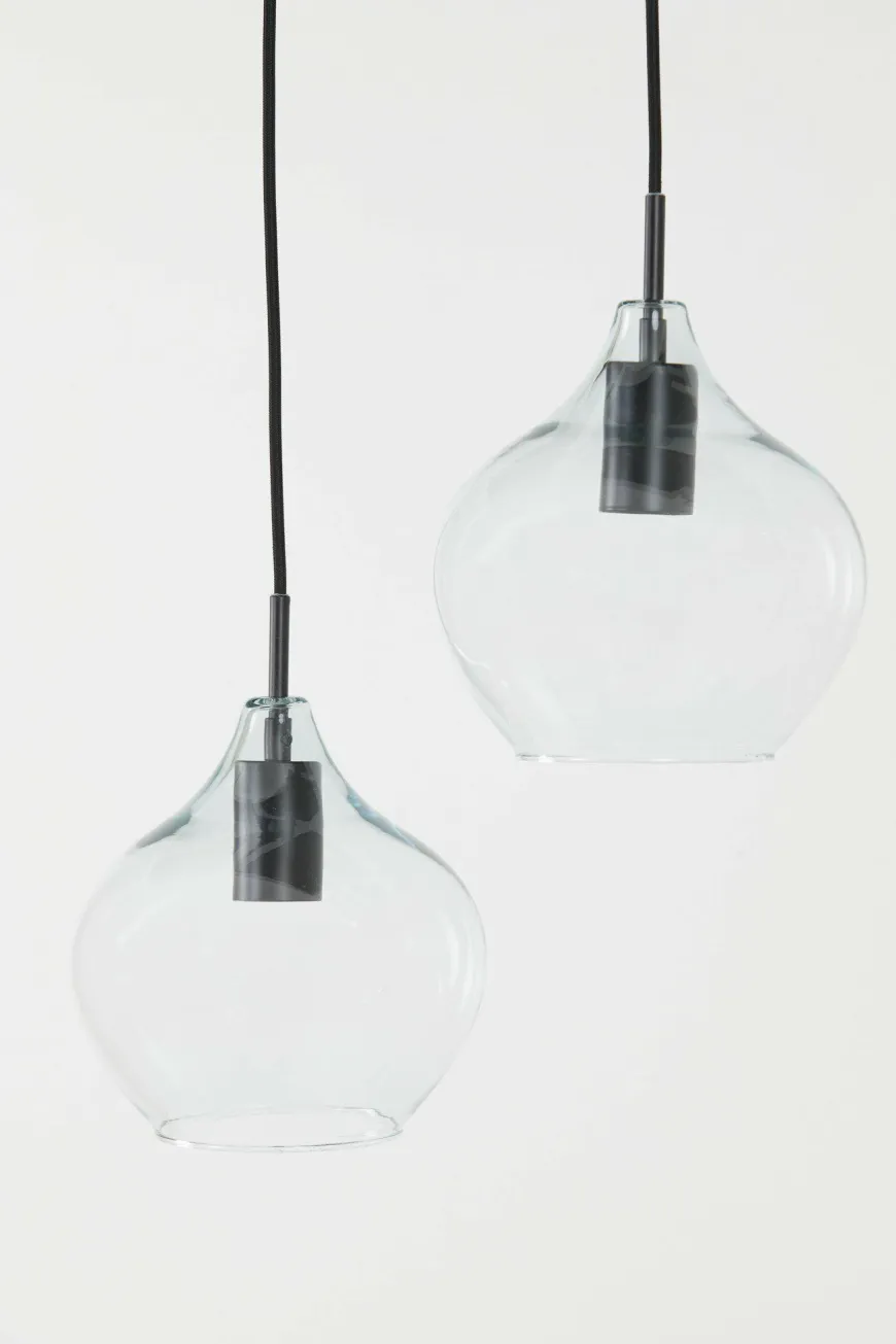 Light en Living Hanglamp 5L 104x20x120 cm RAKEL mat zwart+helder