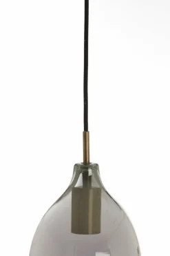 Light en Living Hanglamp 3L Ø35x32 cm LUKARO antiek brons+glas smoke