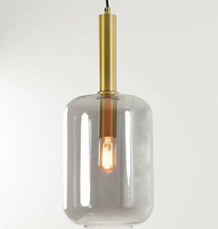 Light en Living Hanglamp Ø22x52 cm LEKAR antiek brons+smoke glas