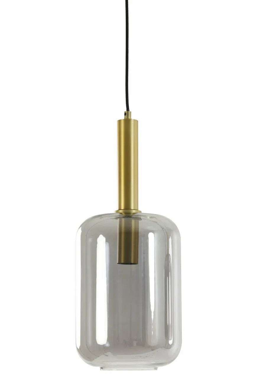 Light en Living Hanglamp Ø22x52 cm LEKAR antiek brons+smoke glas