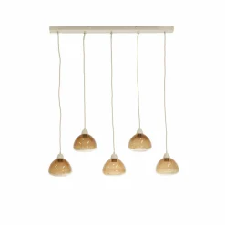 Light en Living Hanglamp 5L 104x19x14 cm BISHO glas bruin+zand