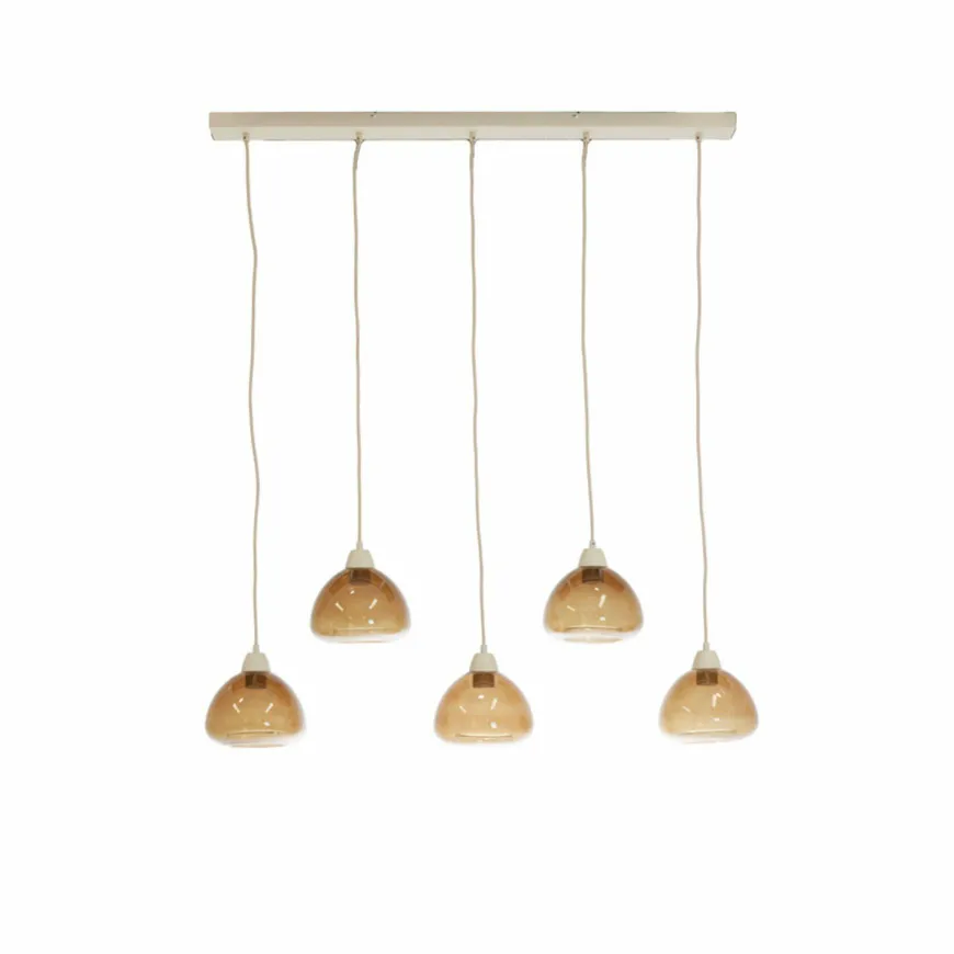 Light en Living Hanglamp 5L 104x19x14 cm BISHO glas bruin+zand