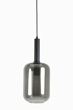Light en Living Hanglamp Ø22x52 cm LEKAR zwart+smoke glas