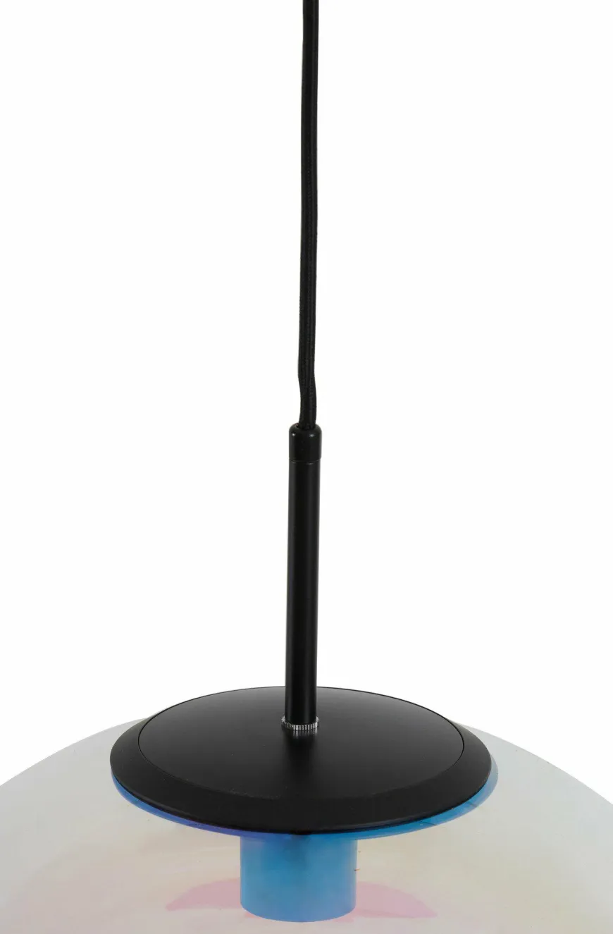 Light en Living Hanglamp MEDINA glas rainbow+zwart - 3 afmetingen