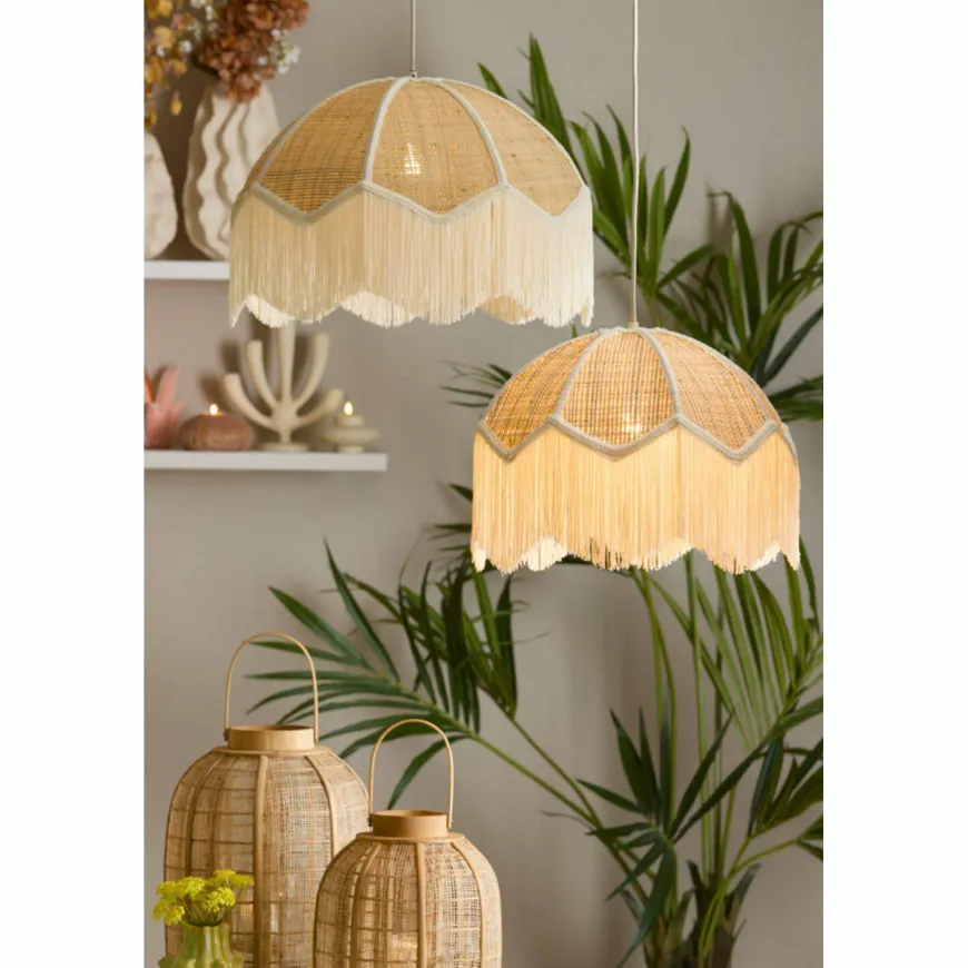 Light en Living Hanglamp Ø50x38 cm MALACIA raffia naturel+crème