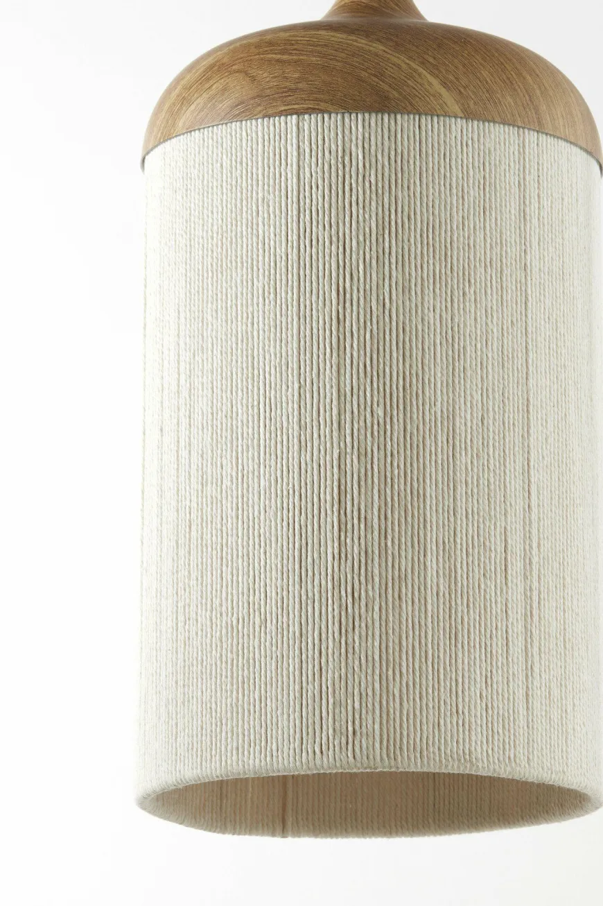 Light en Living Hanglamp 3L 90x22x32 cm DANIA hout print naturel+touw crème