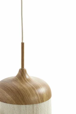 Light en Living Hanglamp 3L 90x22x32 cm DANIA hout print naturel+touw crème