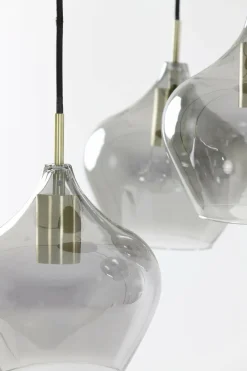 Light en Living Hanglamp 5L Ø61x66 cm RAKEL antiek brons+smoke
