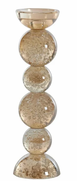 Light en Living Kaarsenhouder Ø9,5x34 cm ITINGA glas bubbel amber