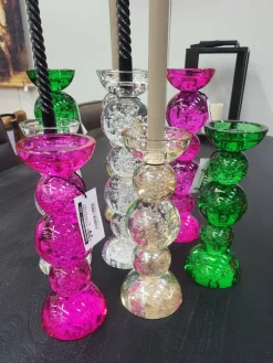 Light en Living Kaarsenhouder Ø10x26,5 cm ITINGA glas bubbel groen