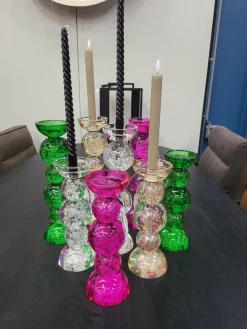 Light en Living Kaarsenhouder Ø10x26,5 cm ITINGA glas bubbel groen
