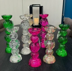 Light en Living Kaarsenhouder Ø10x26,5 cm ITINGA glas bubbel groen