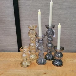 Light en Living Kaarsenhouder Ø10x26,5 cm ITINGA glas bubbel smoke