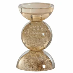 Light en Living Kaarsenhouder ITINGA Ø9,5x15,5 cm Glas Bubbel Amber – Light & Living