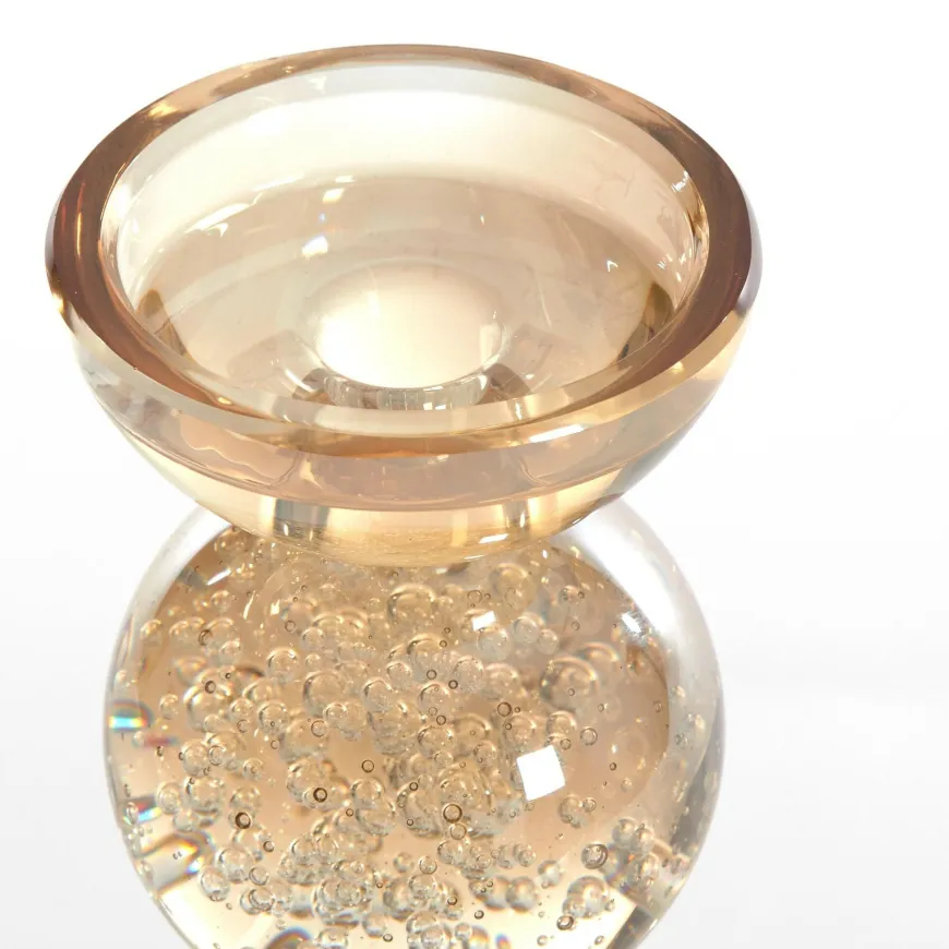 Light en Living Kaarsenhouder ITINGA Ø9,5x15,5 cm Glas Bubbel Amber – Light & Living