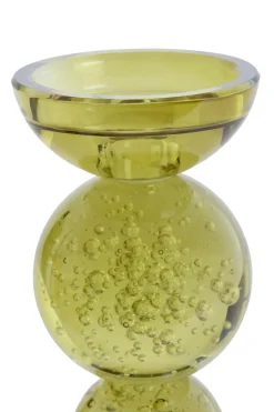 Light en Living Kaarsenhouder Ø9,5x34 cm ITINGA glas bubbel olijf groen