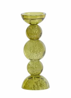 Light en Living Kaarsenhouder Ø10x26,5 cm ITINGA glas bubbel olijfgroen