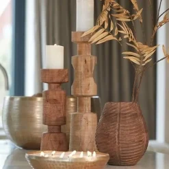 Light en Living Kandelaar EXUMAS hout bruin - 2 maten
