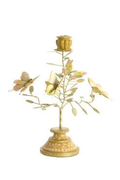 Light en Living Kandelaar 35,5x18x37,5 cm BUTTERFLY lichtroze+lichtgoud