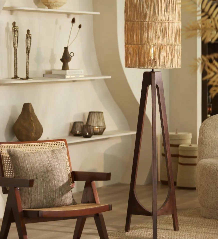 Light en Living Kap cilinder 40-40-50 cm LANZANO raffia naturel