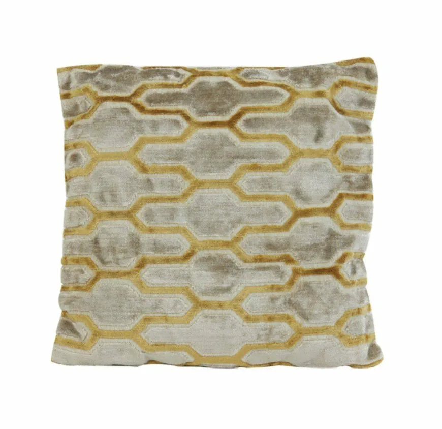 Light en Living Kussen 45x45 cm JEMBANA velvet zand+okergeel