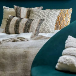 Light en Living Kussen 45x45 cm JEMBANA velvet zand+okergeel