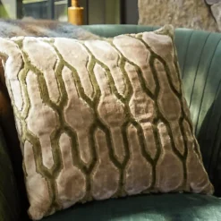 Light en Living Kussen 45x45 cm JEMBANA zand+olijf groen