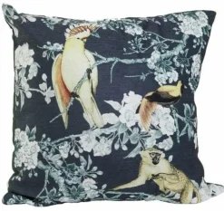 Light en Living Kussen 45x45 cm DAINTREE print zwart-groen