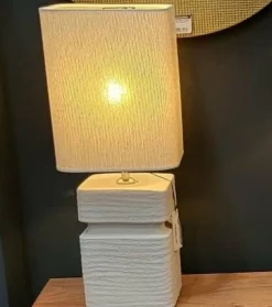 Light en Living Lampenkap vierkant rond hoog 20-20-26 cm BRESKA parel wit