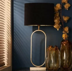 Light en Living Lampenkap ovaal recht VELOURS zwart-taupe - diverse maten
