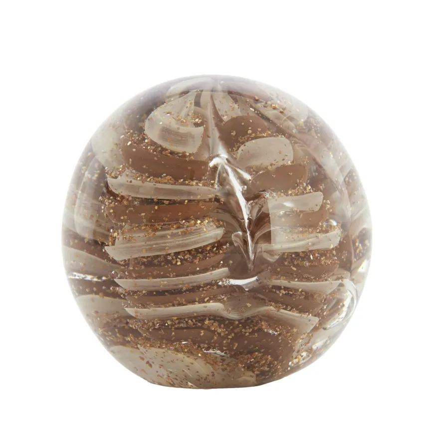 Light en Living Ornament Ø10X10 cm SAEL Glas Bruin+Creme+Glitter