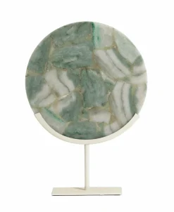 Light en Living Ornament op voet 35x12x50 cm GOUYA groen agaat+crème