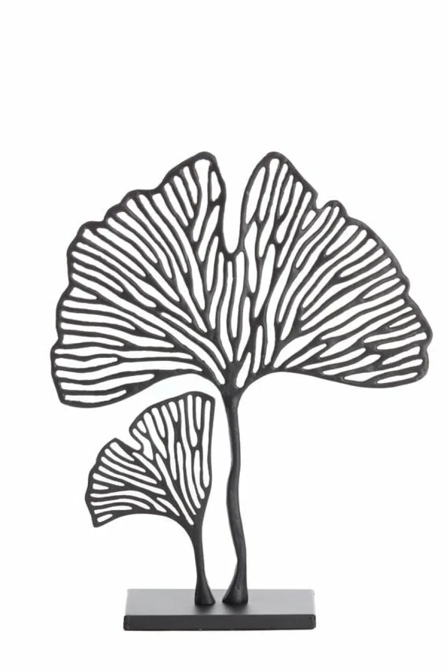 Light en Living Ornament op voet 36x10x48 cm LEAF mat zwart