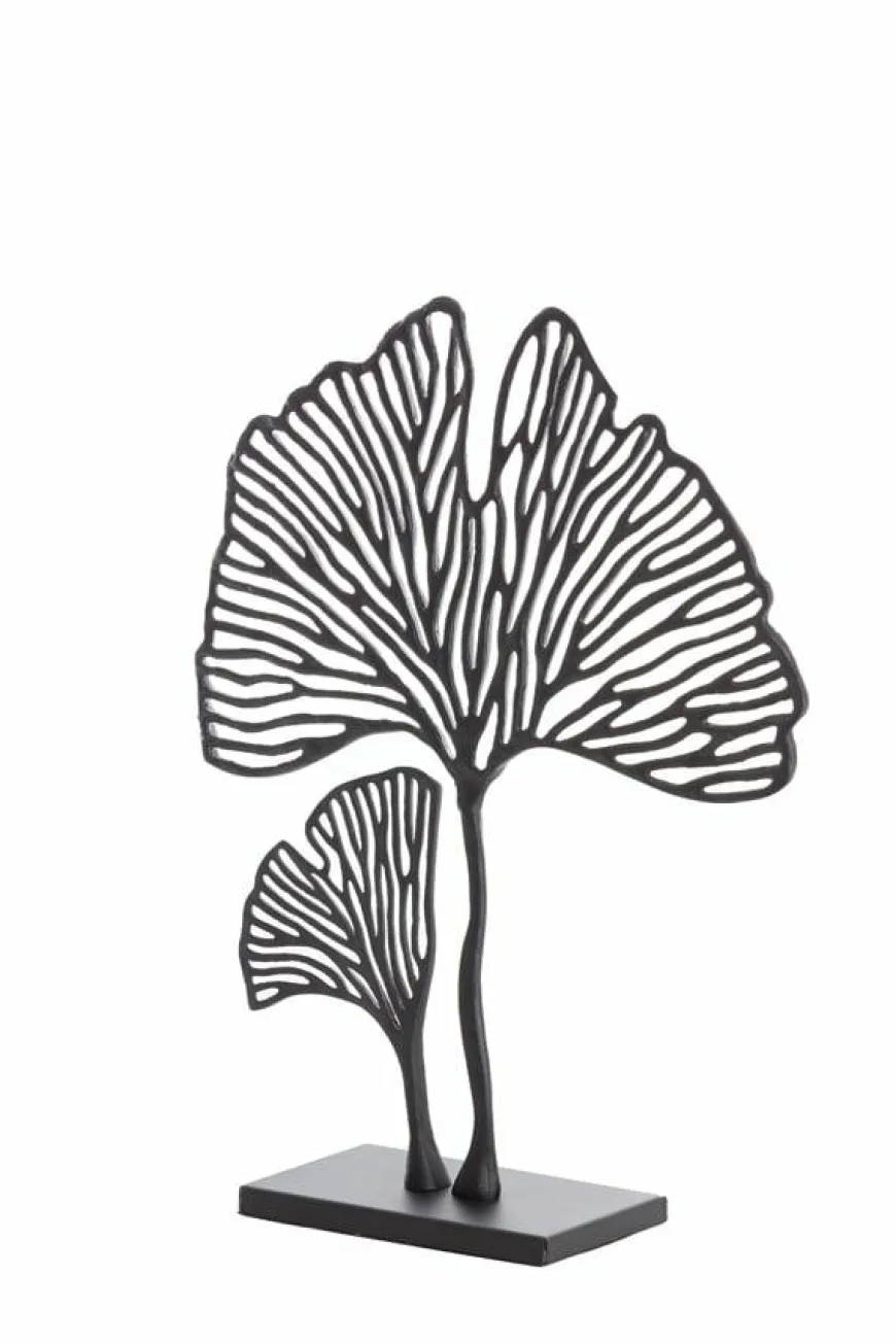 Light en Living Ornament op voet 36x10x48 cm LEAF mat zwart