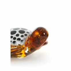 Light en Living Ornament 15,5x14,5x7 cm TURTLE glas amber+wit-zwart